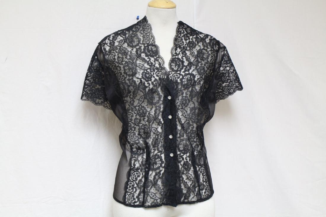 Vintage 1960s Sheer Black Lace Blouse (1 of 4)