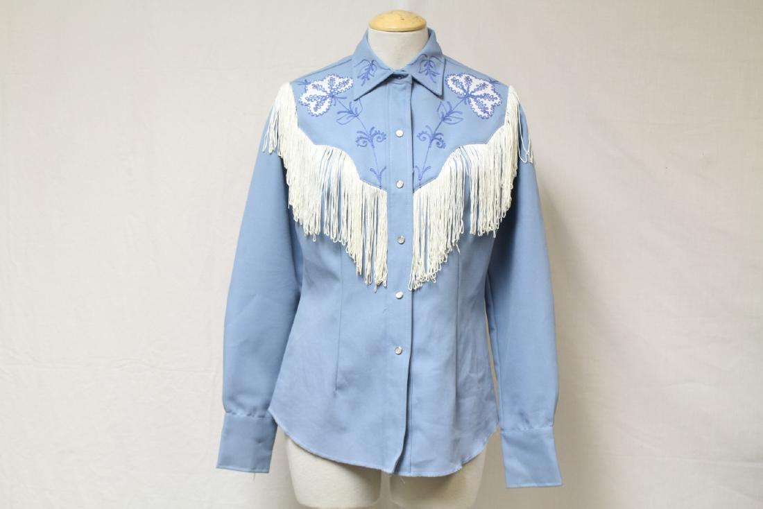 Vintage 1970s Light Blue Fringed Western Shirt (1 of 5)