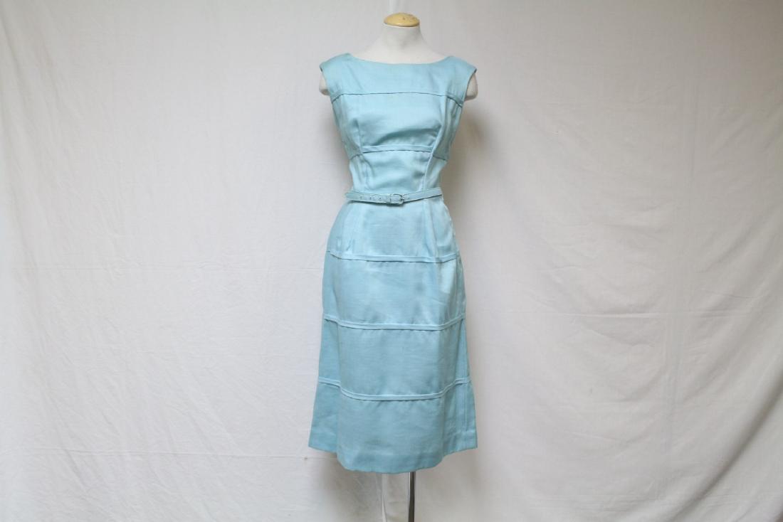 Vintage 1950s Light Blue Linen Dress (1 of 10)