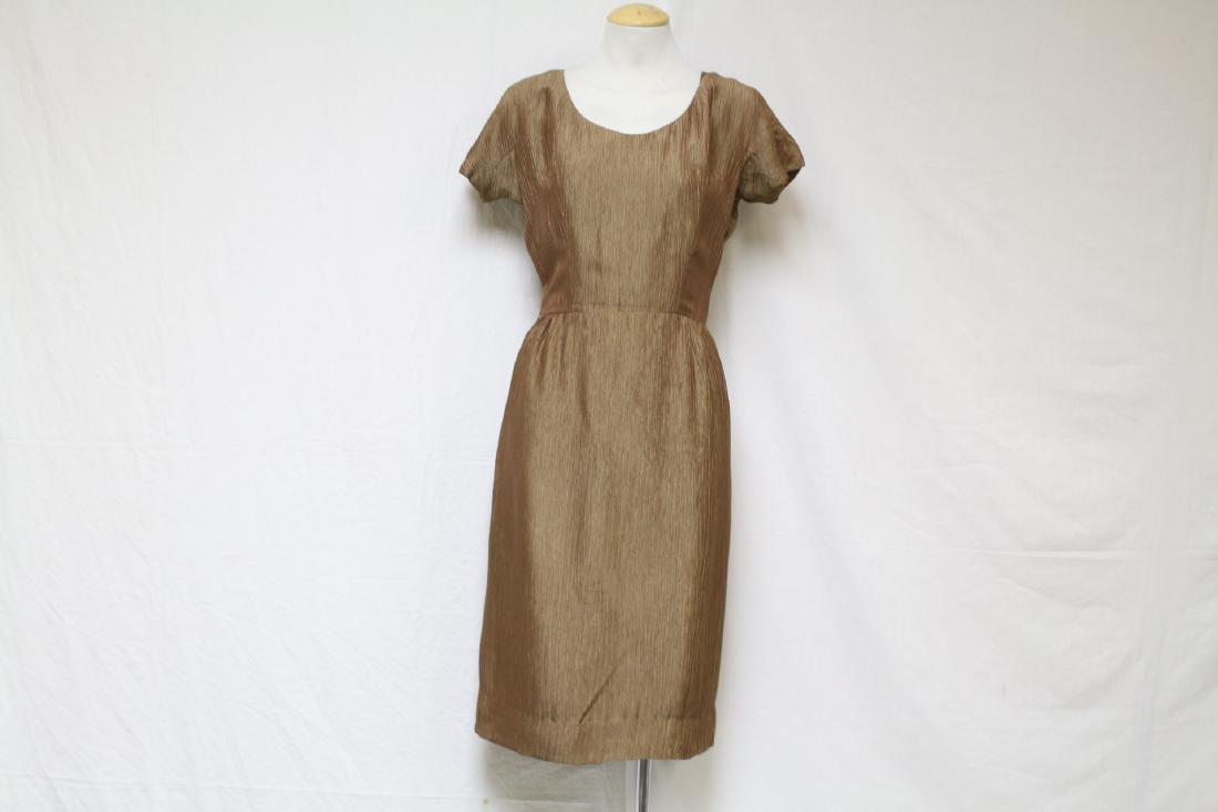 Vintage 1960s Vera Maxwell Brown Silk Dress: silk fabric, fully lined, great condition - 34 bust/27 waist