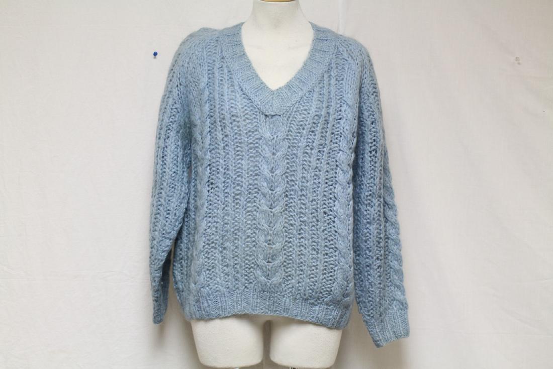 Vintage 1970s Light Blue Mohair Sweater: mohair knit, good condition - 42 bust/25 length