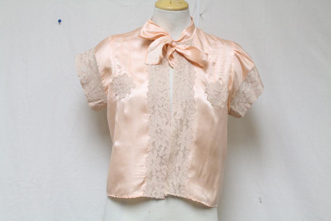 Vintage 1940s Peach Silk Satin Bed Jacket (1 of 4)