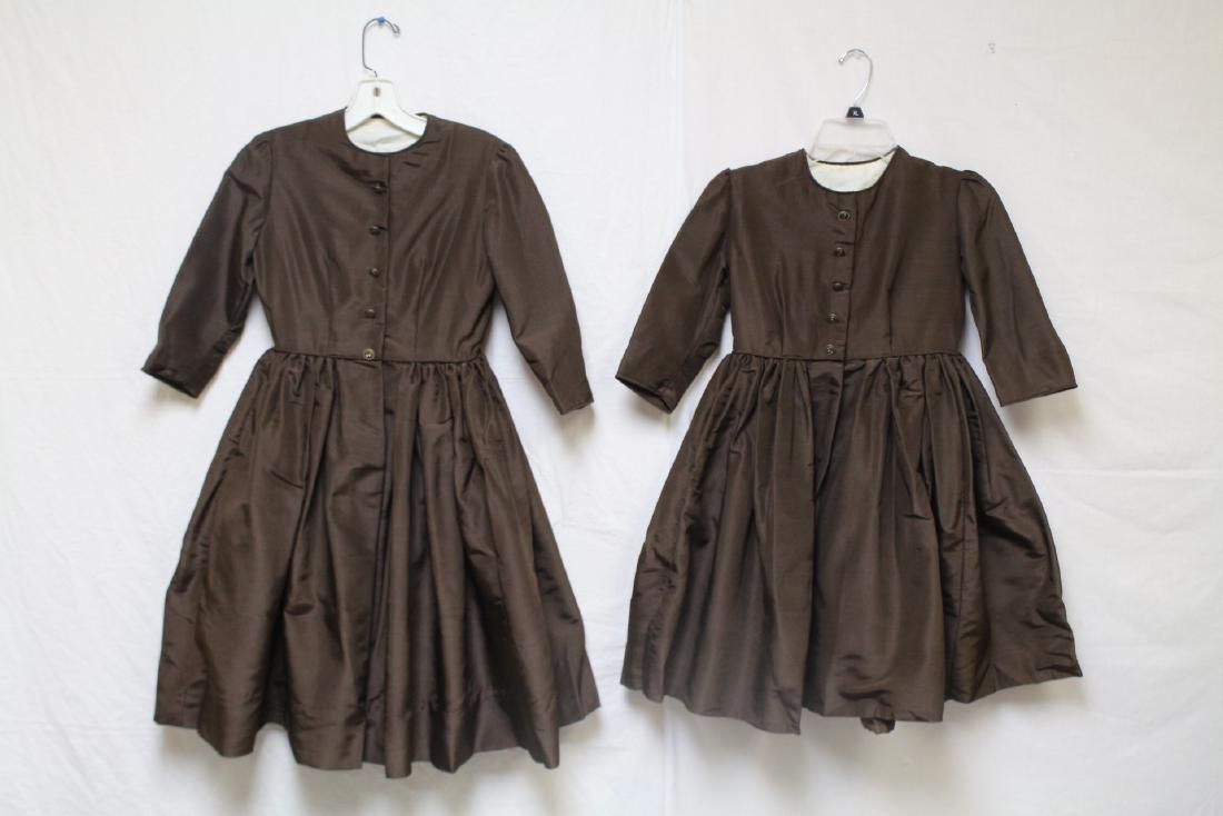 Vintage 1950s Set of Matching Brown Girls Dresses (1 of 10)