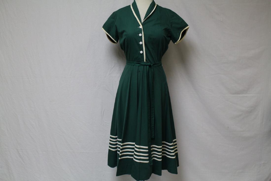 Vintage Henry Rosenfeld 1940's Green Cotton Dress (1 of 9)