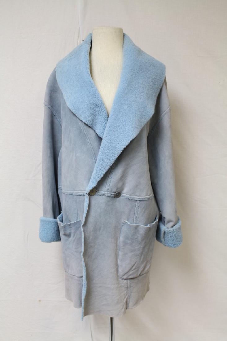 Vintage 1990's Ralph Lauren Blue Shearling Jacket (1 of 6)