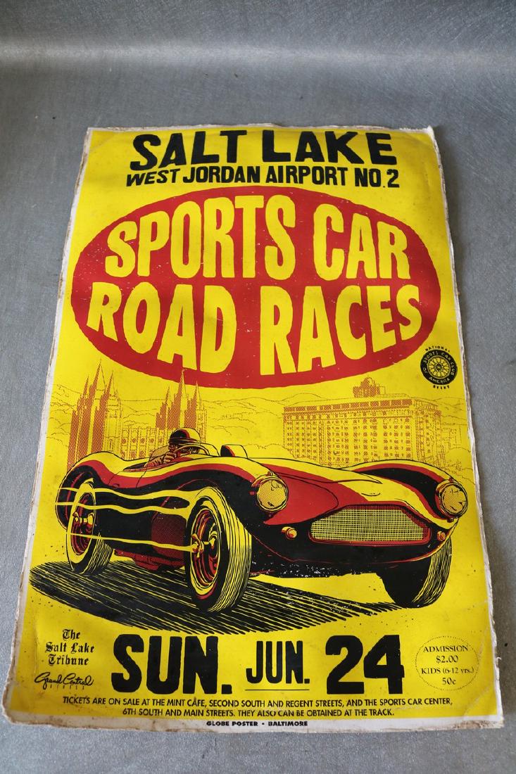 1950's Racing Car Poster: Salt Lake West Jordan Airport no.2, sports car road races Sunday June 24, by globe poster Baltimore, approx. 11 x 17 inches