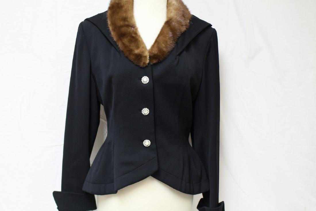 Vintage 1940's Lilli Ann Wool Jacket: Lilli Ann of San Francisco black wool fully lined peplum back jacket, in great condition, approx. bust 42" waist 32"