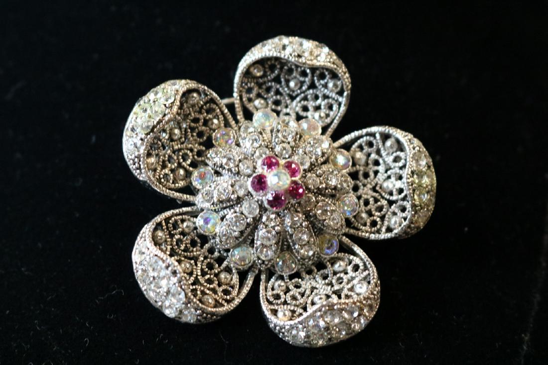 Vintage Rhinestone Flower Brooch signed AAJ (1 of 4)