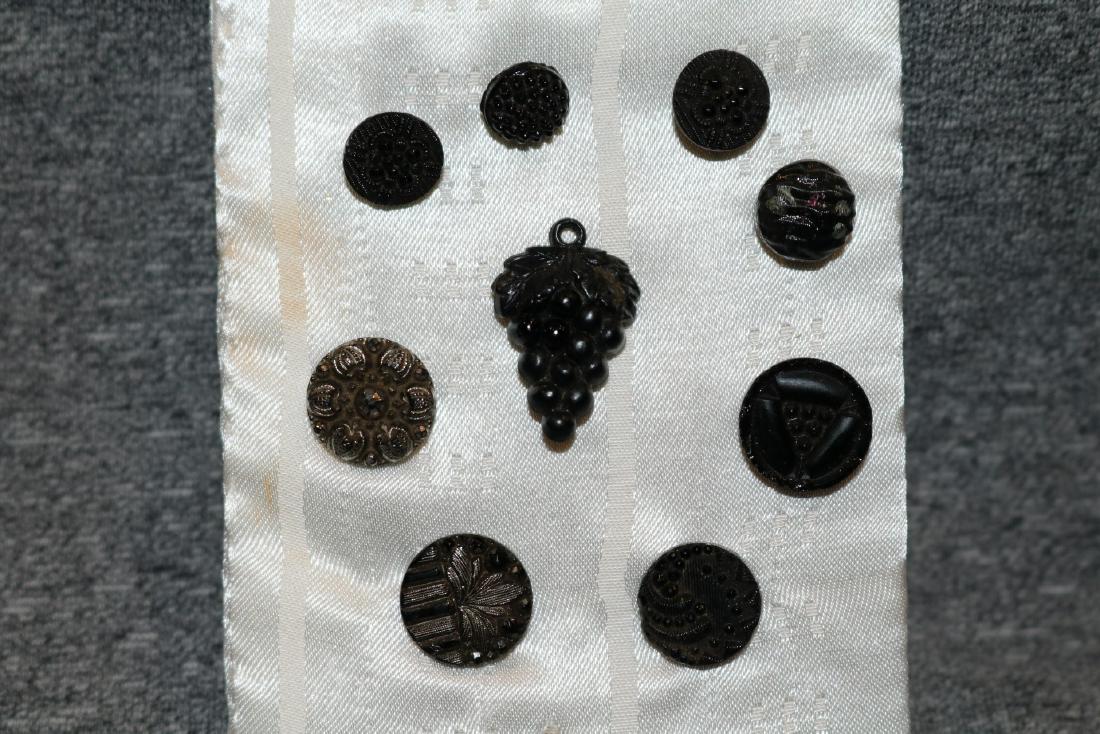 Vintage Lot of 9 Black Jet Buttons (1 of 3)