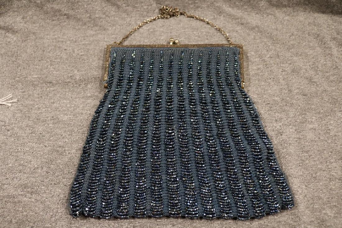 Vintage Blue Beaded Hand Bag (1 of 6)