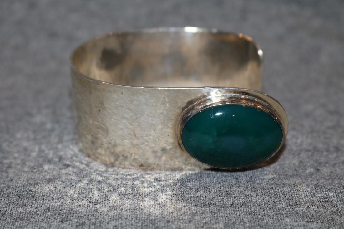 Vintage RWMAC Hammered Sterling & Stone Bracelet (1 of 4)