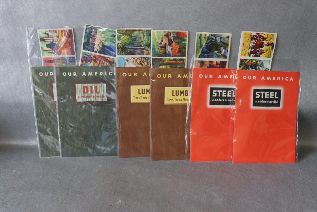 Vintage Coca Cola Educational Series 1942: Litho in USA by Forbes, Oil, Steel & Lumber booklets with colorful stickers, never used