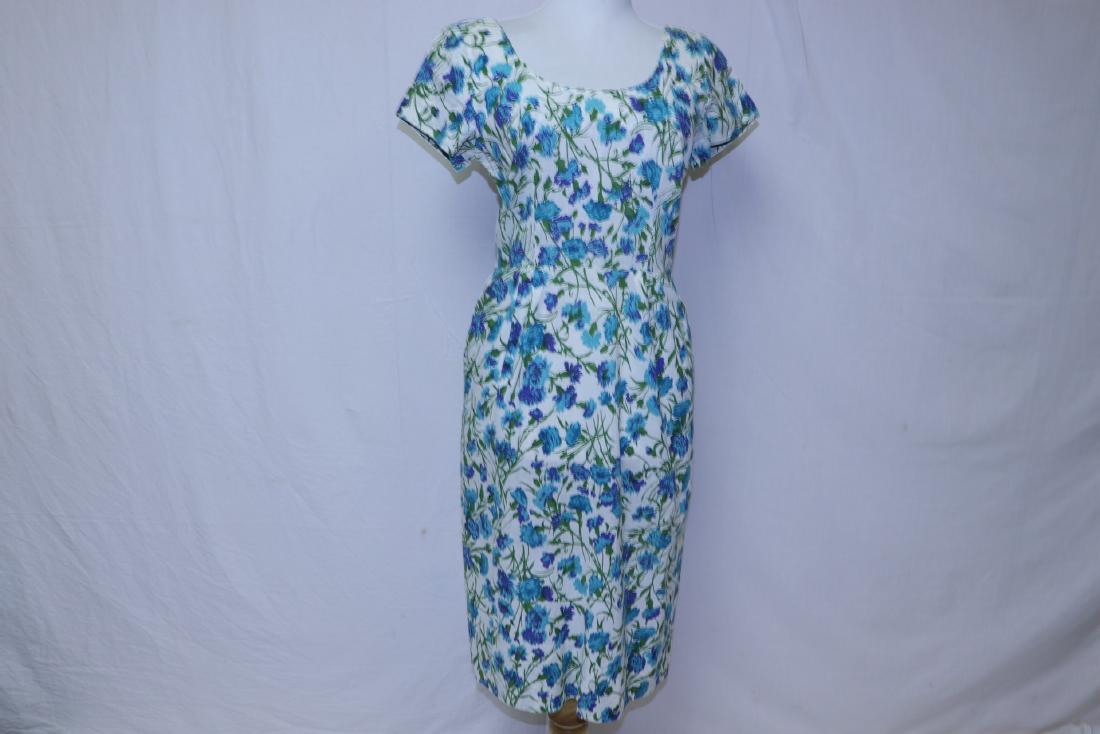 Vintage 1950's Blue Floral Dress (1 of 7)