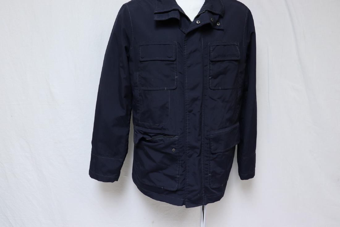 JB John Barritt Jacket: Nylon Navy blue lined jacket, 7pockets, great condition. Measures 44" across chest, 18" across shoulders.
