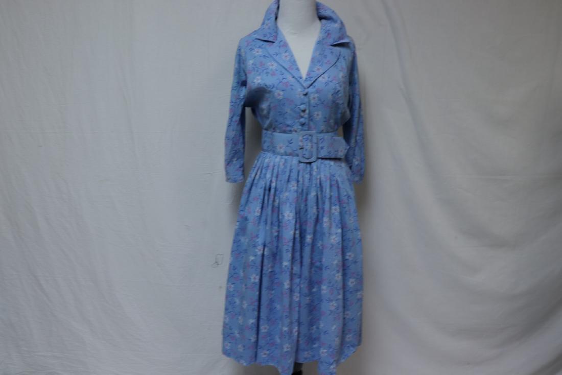 Vintage Blue Day Dress With Belt (1 of 9)
