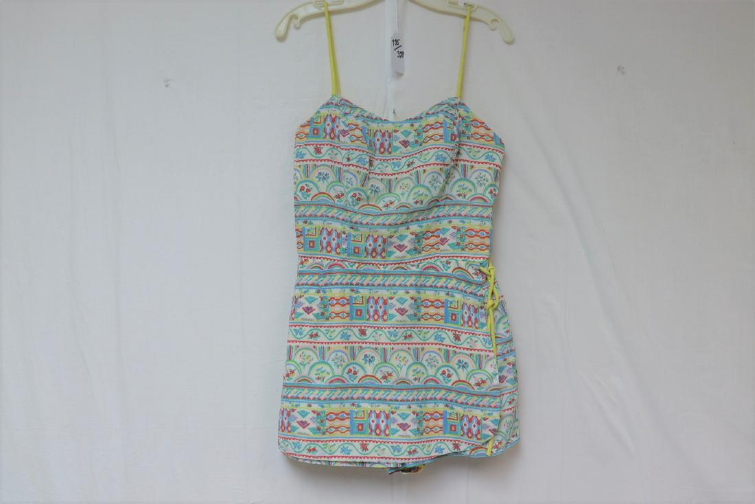 Vintage Bathing Suit W Overskirt, Tie side, Yellow (1 of 4)