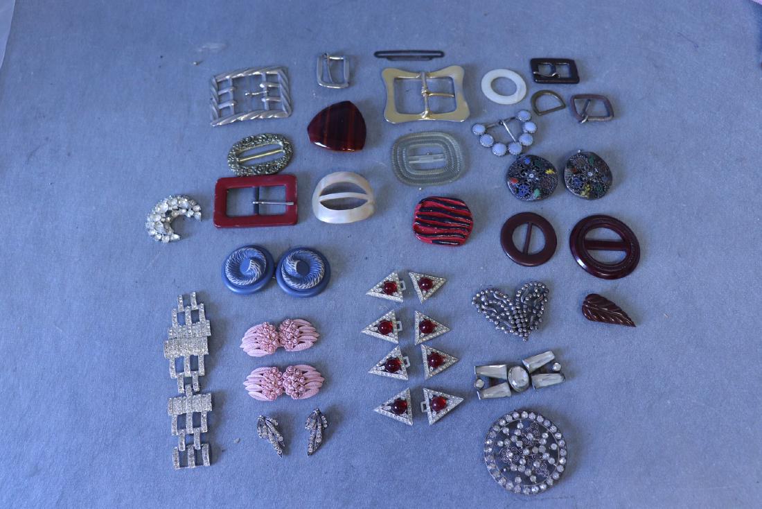 Vintage Lot of Rhinestone Buttons, Belt Buckles and (1 of 5)