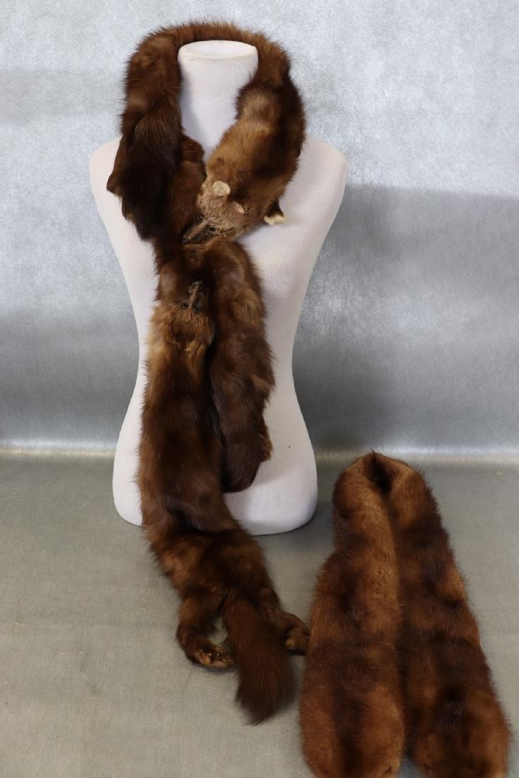 Lot of 2 Vintage Dark Brown Mink Collars, With (1 of 6)