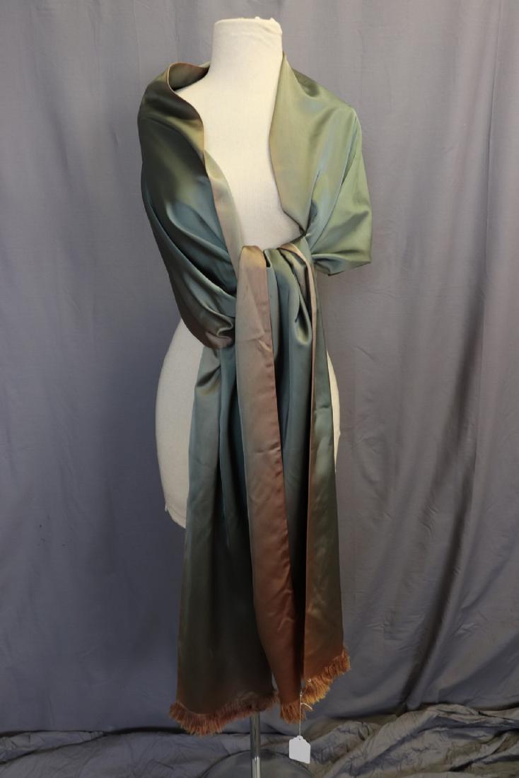 Vintage Satin Blend Ombre Green Ladies Scarf With (1 of 4)