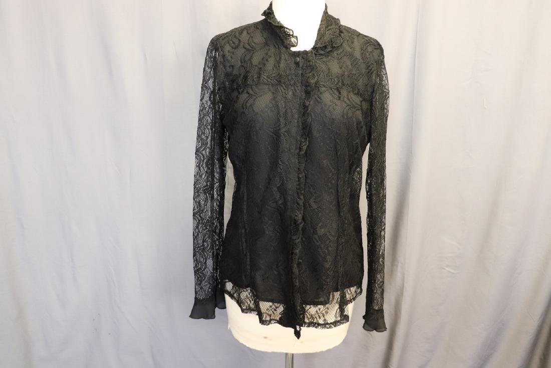 Claudia Richards Black Lace Ladies Blouse, Size Medium: Nylon and Polyester. In great condition.