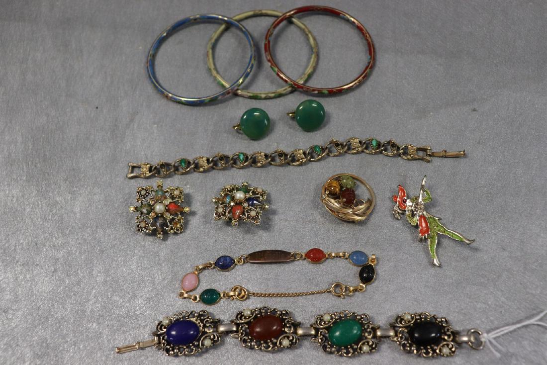 Lot of Vintage Scarab & Cloisonné Jewelry, Bracelets, (1 of 10)