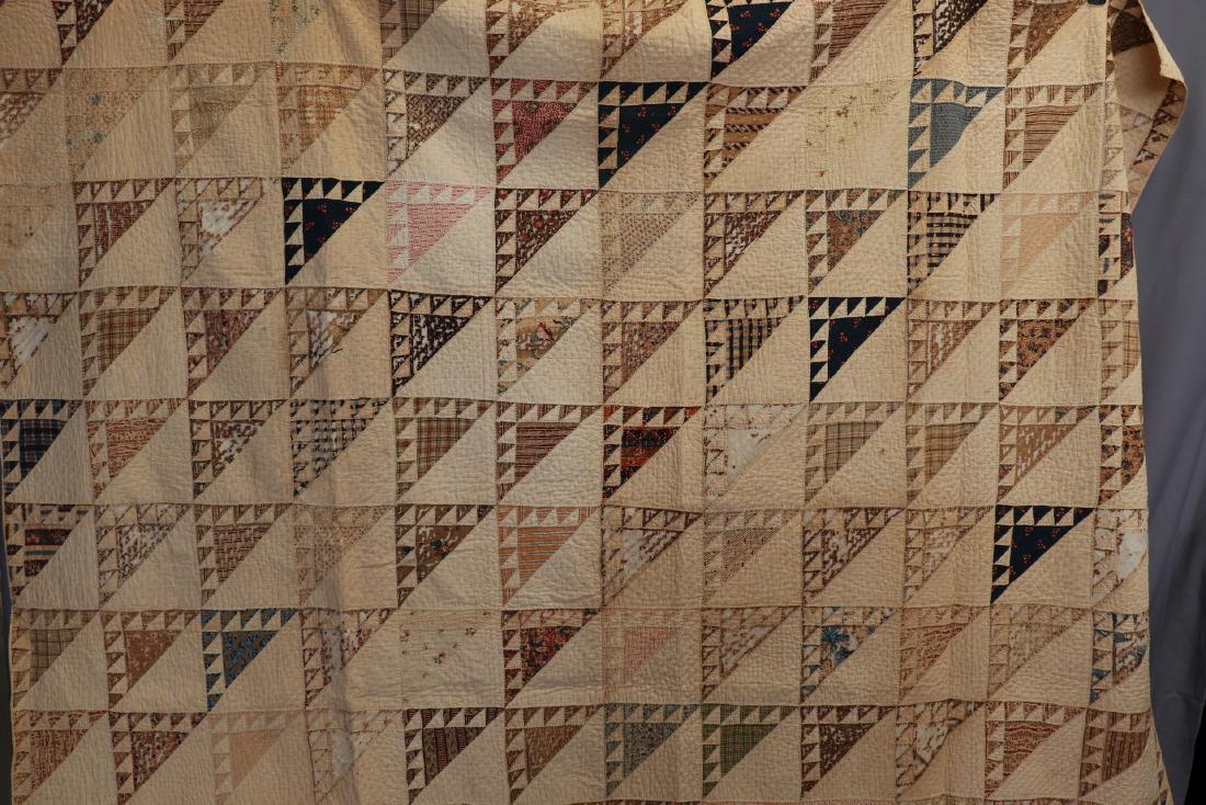 Antique 1800's Sawtooth Quilt, Hand Quilted 80x80" (1 of 11)