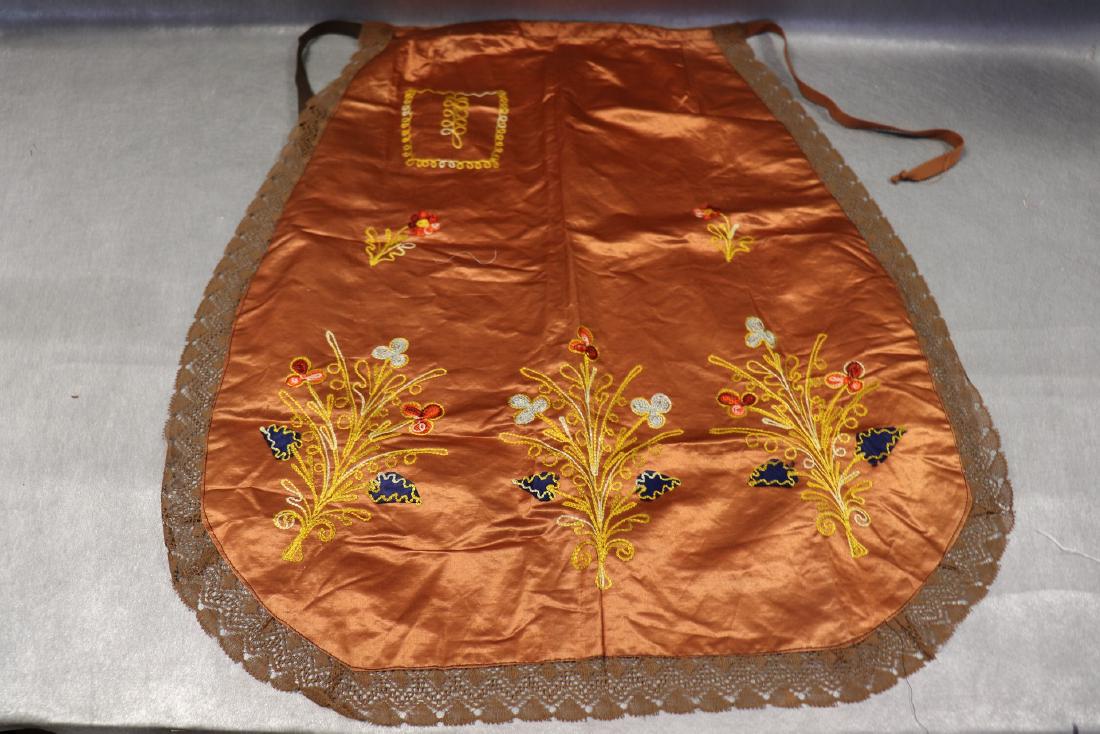 Vintage 1940's Half Copper Satin Embroidered Half Apron (1 of 6)