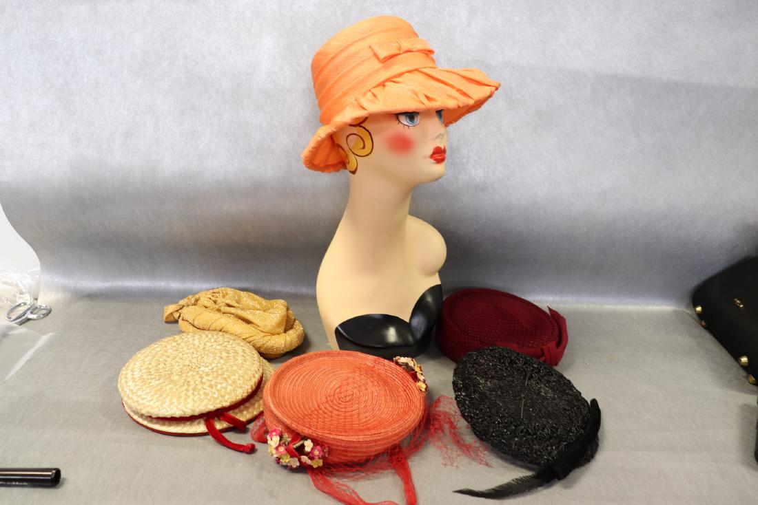 Lot of 6 1950-70's Hats, Silk Flowers & Tulle (1 of 20)