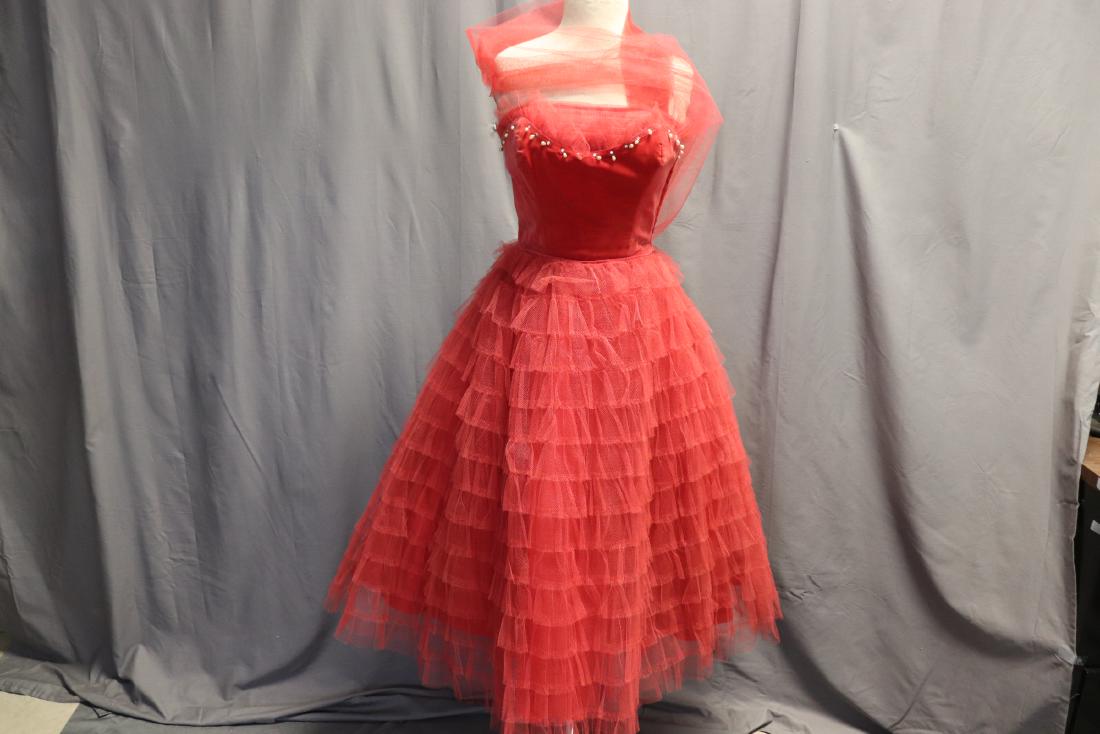 1950's Red Tulle & Velvet Princess Dress (1 of 8)