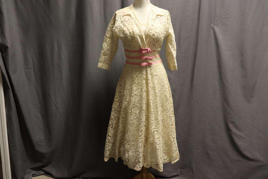 1950's Lace Fit & Flare Dress & Jacket Set (1 of 9)