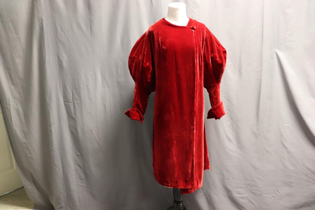 1920's Raspberry Red Velvet Opera Coat (1 of 7)