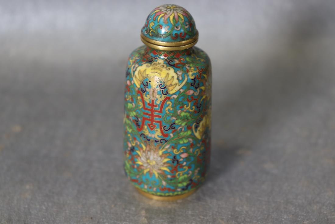 Cloisonné Snuff Bottle, Floral, Signed (1 of 6)