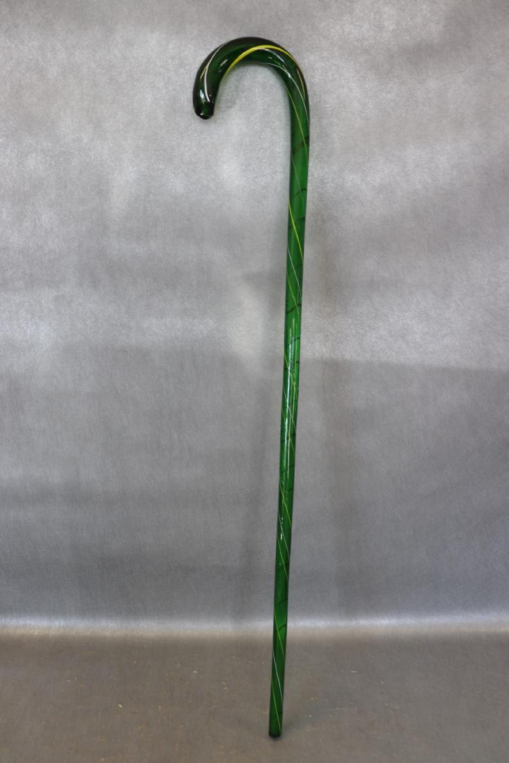 Hand Blown Glass Walking Cane, Hook Handle (1 of 2)
