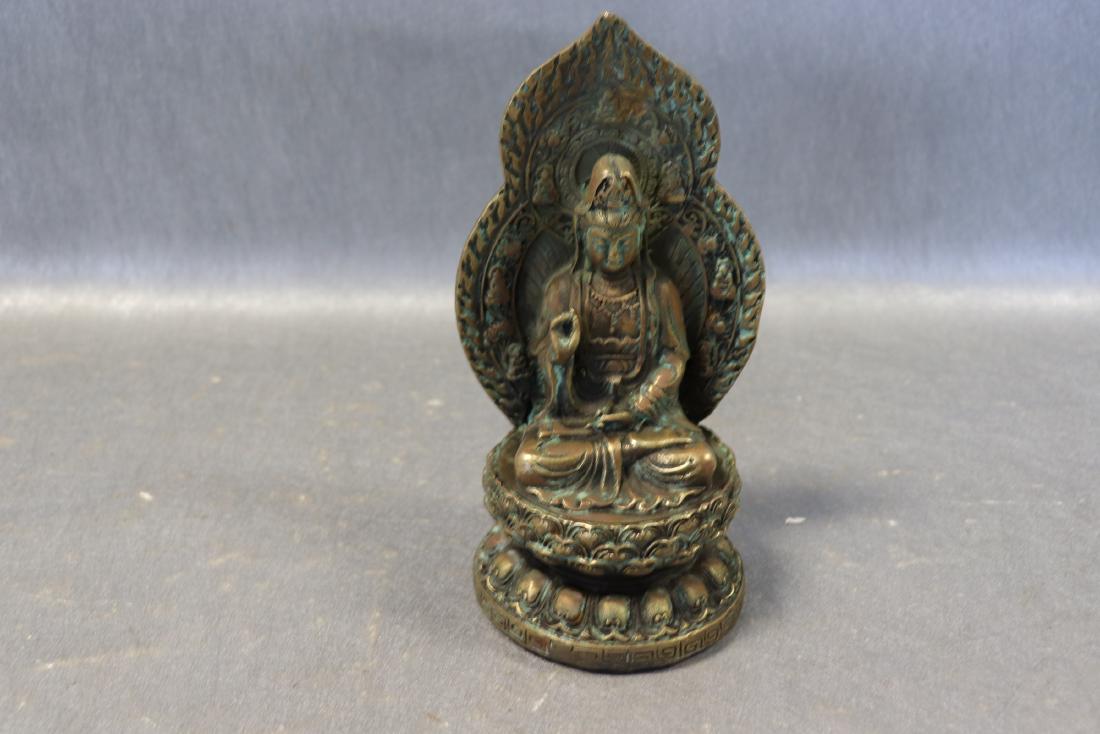 Carved Brass Teaching Buddha Statue, Signed (1 of 4)