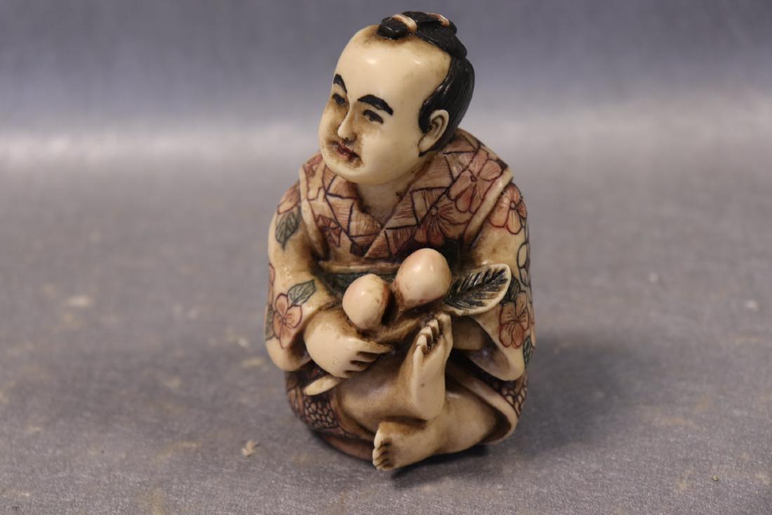 Asian Hand Carved and Painted Figure (1 of 4)