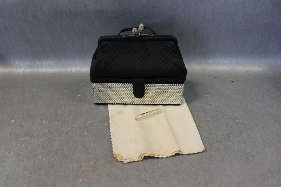 Vintage 1970 Neiman-Marcus Mini Square Purse: Square box evening purse. Marked Neiman-Marcus by Judith Leiber on inside. Opens on top and separate compartment on bottom. Measure 6" long, 5" tall and 2 1/4" deep. Great condition. (light surface-du