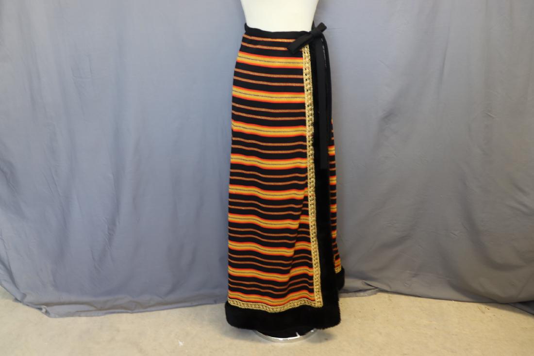 1970's Wool Wrap Skirt with Fur, Gold Trim (1 of 4)