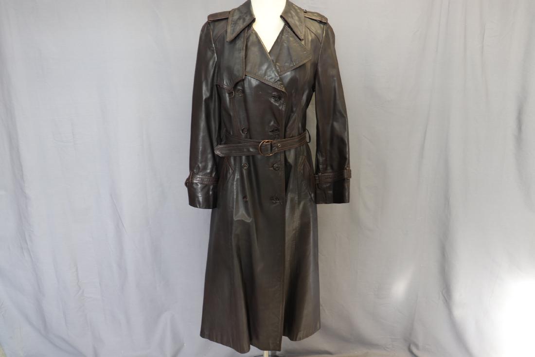 1970's Brown Leather Trench Coat (1 of 8)