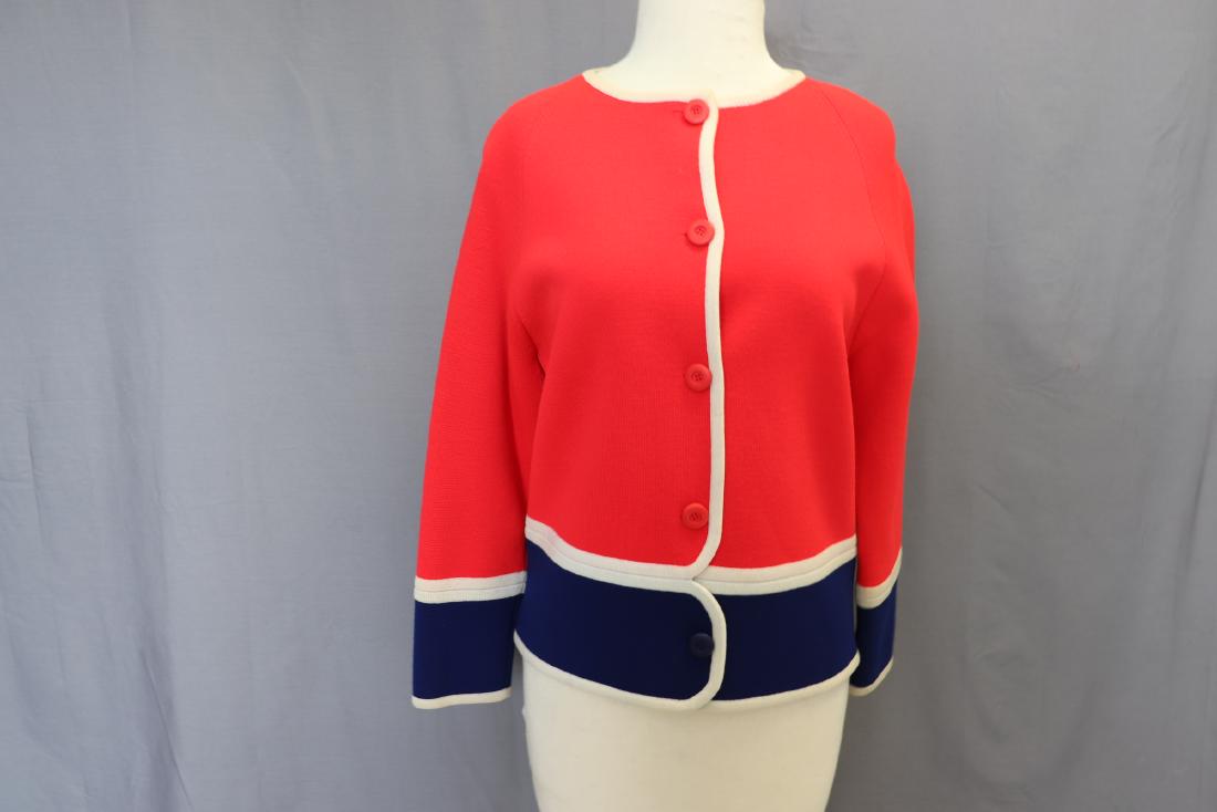 1960's Wool Red Blue Color block Cardigan (1 of 5)