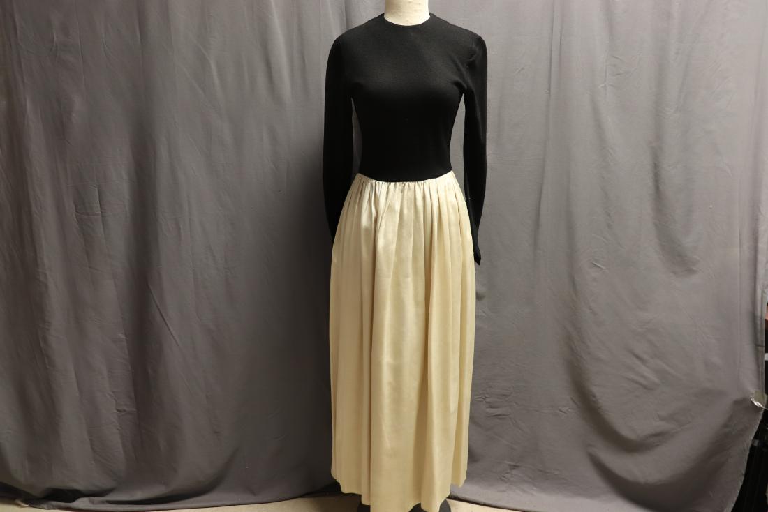 1970's Bill Blass Black Wool & Satin Gown (1 of 6)