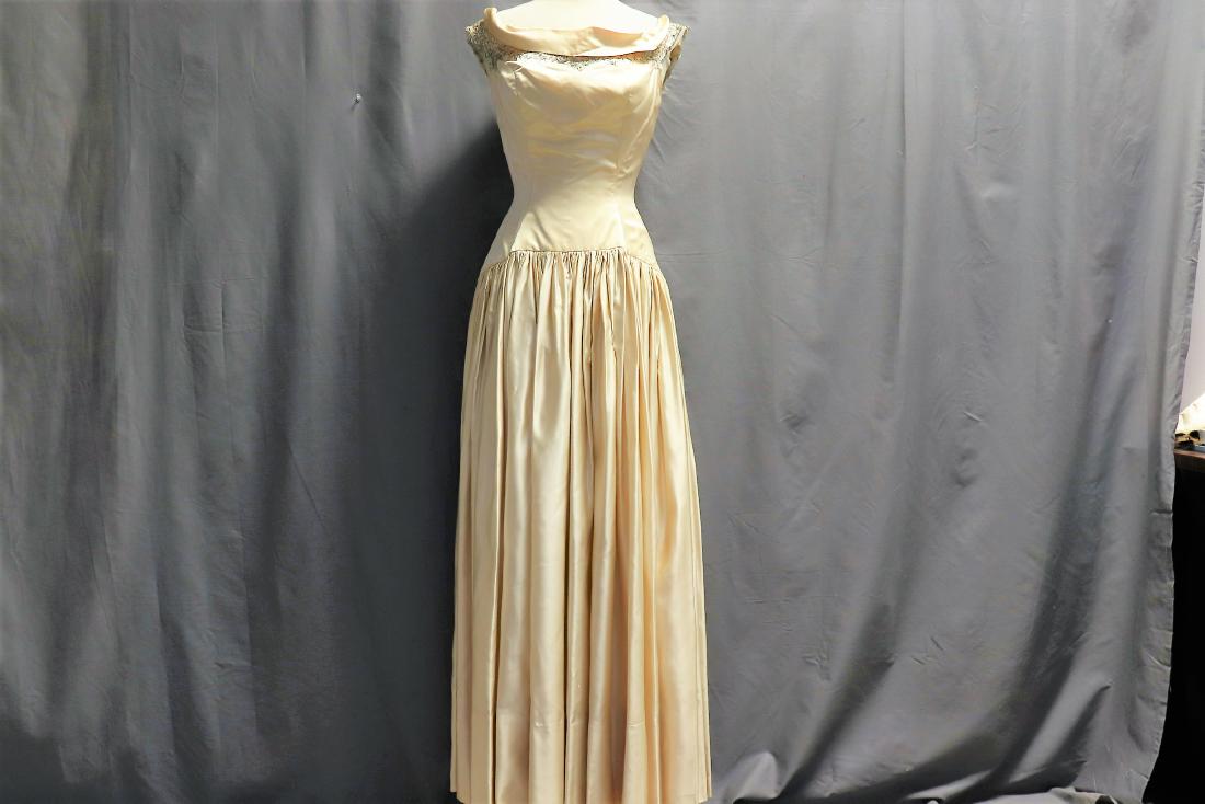 Satin & Beaded 1950's Vintage Ball Gown (1 of 17)
