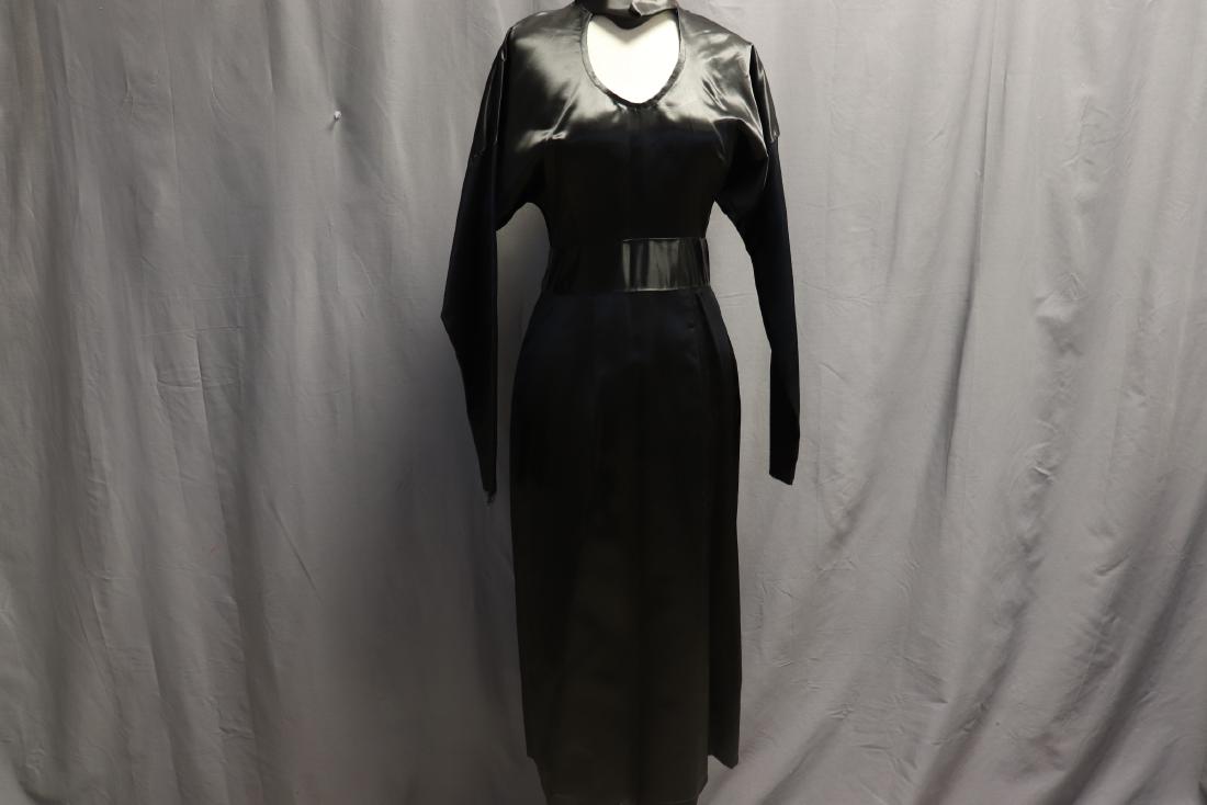 Vintage Black Satin Shark Skin Dress (1 of 6)