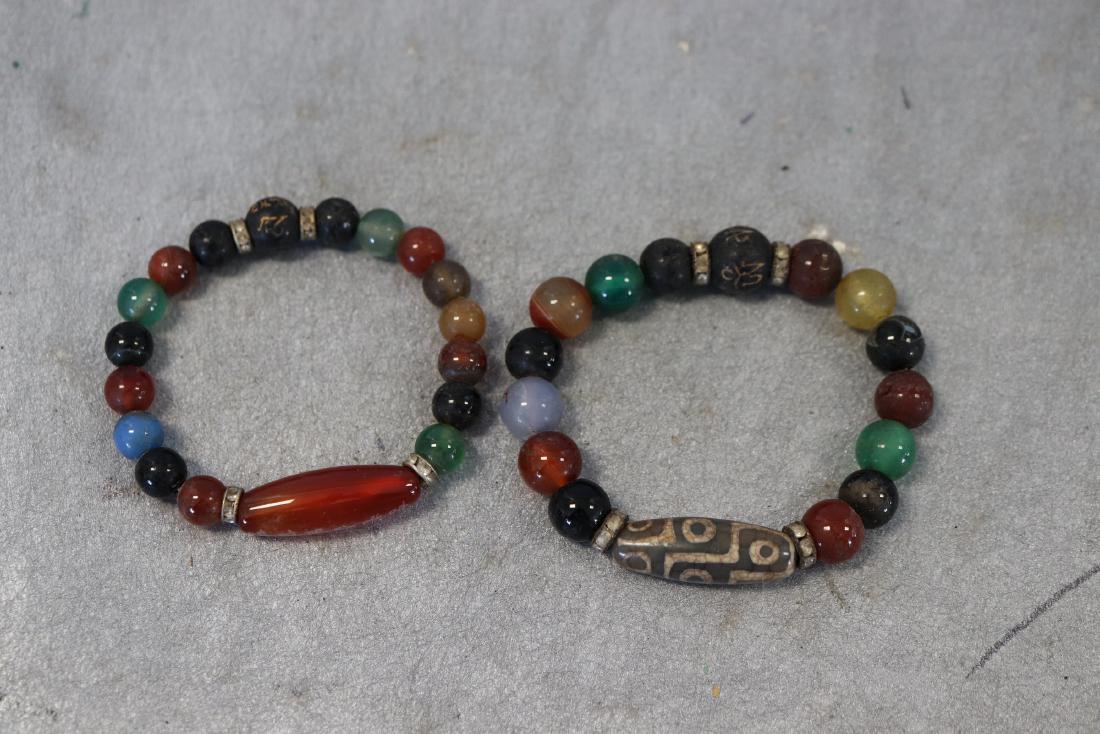 2 Asian Jade and Other Colored Stones Beaded Bracelets (1 of 5)