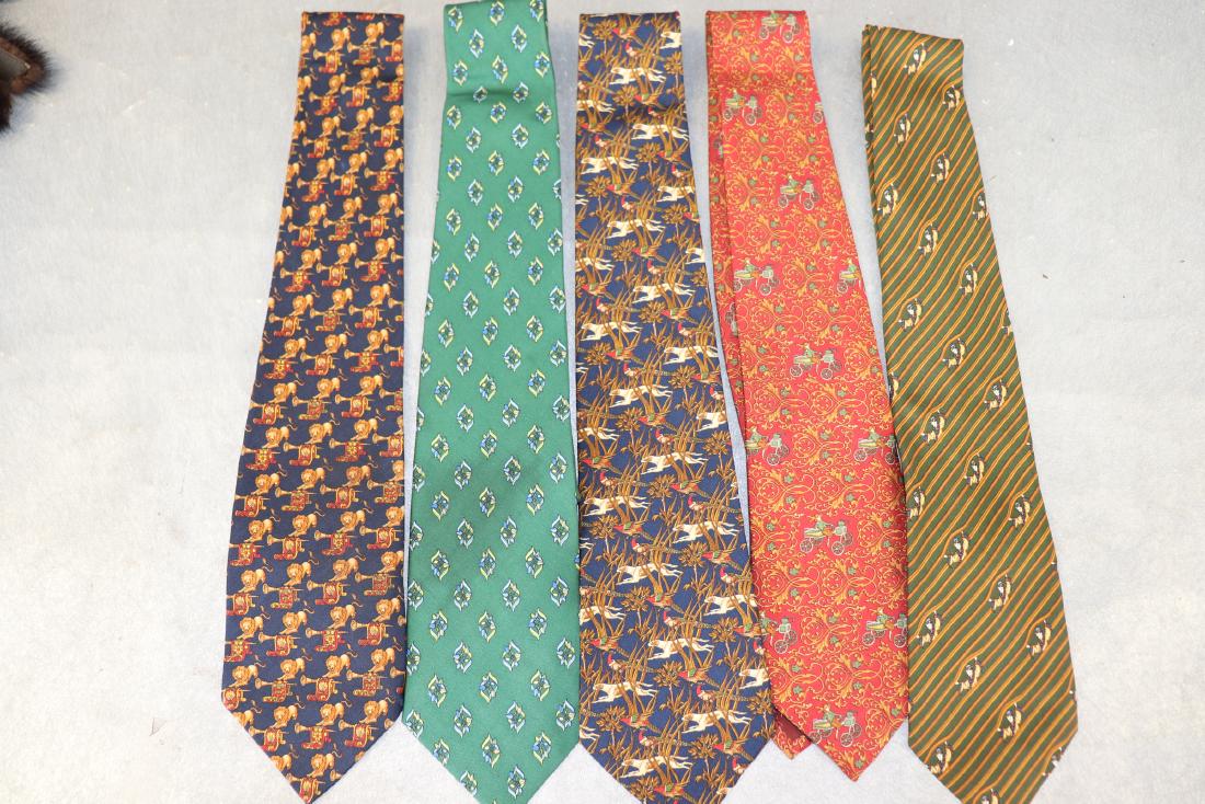 Lot of 5 Silk Salvatore Ferragamo Men's Ties: All are labeled, lions, gods, Asian figure, antique, abstract patterns, all silk, great condition.