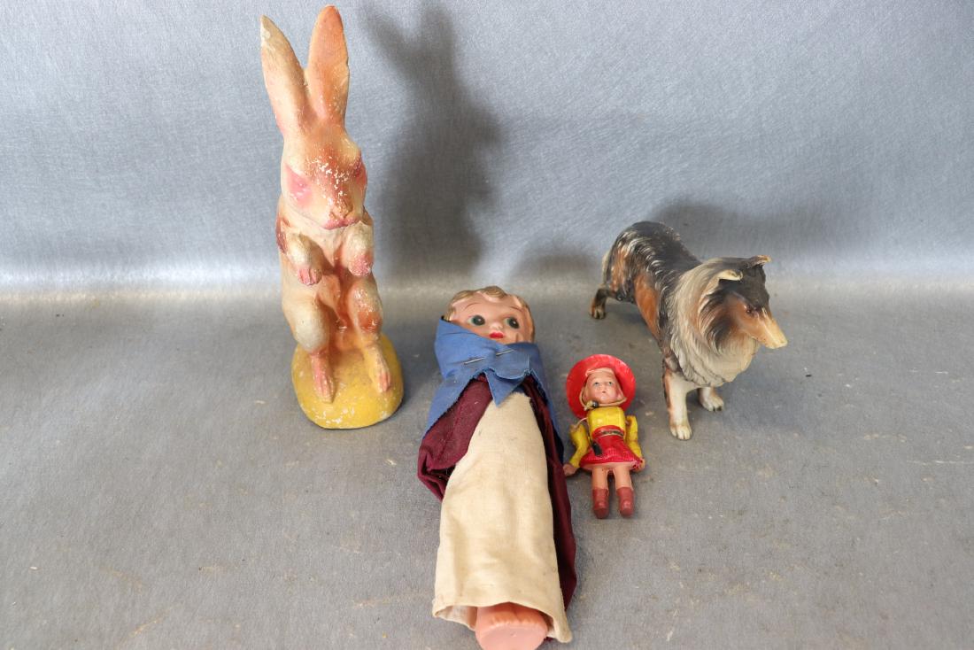 Lot of Vintage Children's Dolls, Dog, Rabbit (1 of 7)