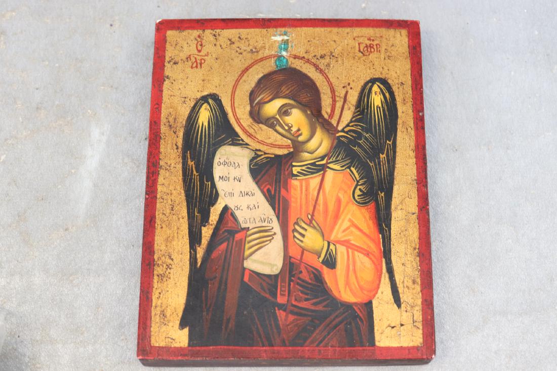 Byzantine Greek Contemporary Icon: Angel portrait, 9x7", great condition.