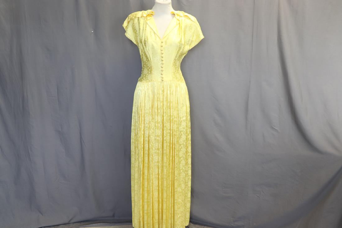 1930's Yellow Satin Rose Print Gown (1 of 5)