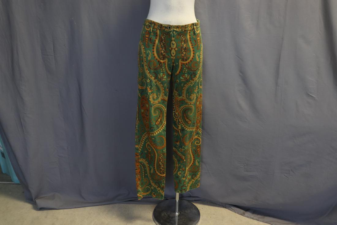 Vintage Dolce & Gabbana Paisley Hip Huggers: paisley print hip hugger jeans, 100% cotton, right side back pocket, Michael kors button at fly, approx. 34 waist, 32 inseam, nice condition