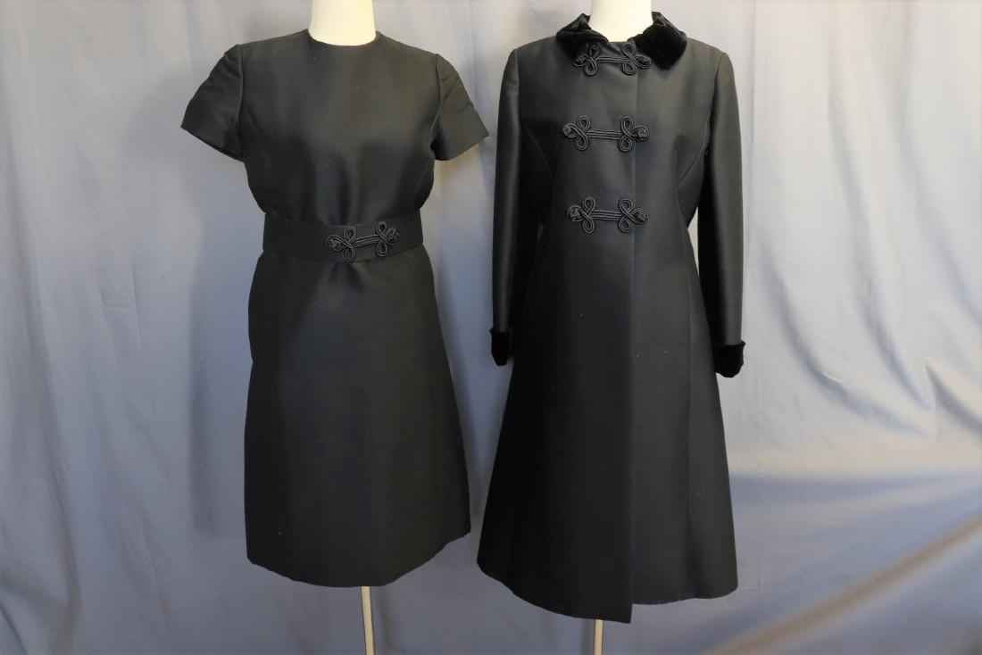 Vintage Raw Silk Black Dress and Coat, Size 12 (1 of 9)