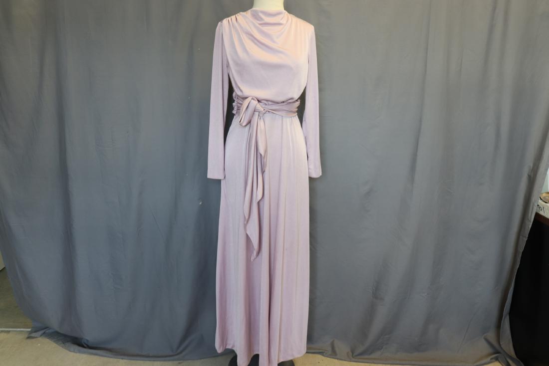 Vintage Hal Ferman Slinky Knit Dress: Measures 36" at bust, 26" at waist, 56" long. Labeled size 14, polyester.